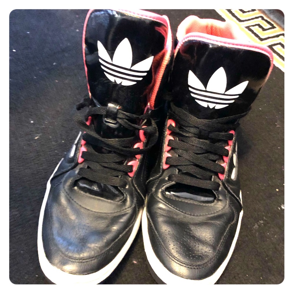 Adidas Black and Coral High Top Size 10